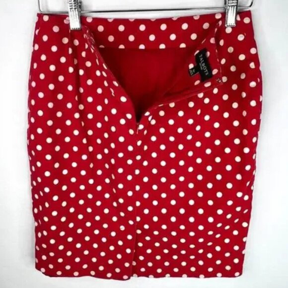 Talbots Petites Red and White Polka Dot Pencil Skirt - Picture 5 of 6